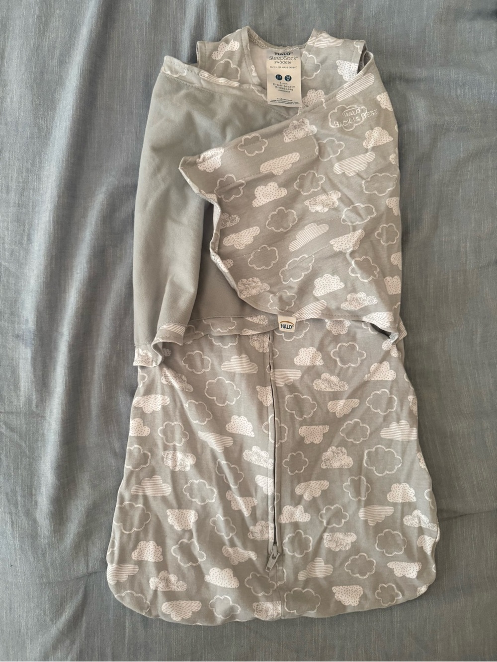 Halo Gray and White Cloud Swaddle Sleep Sack